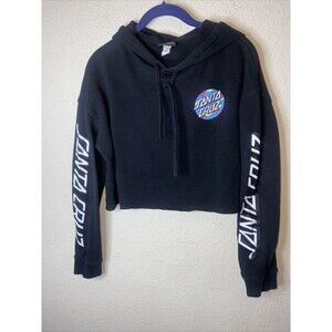 Santa Cruz Crop Pullover Hoodie Logo Spellout Skater Sweater Cali Surf S women
